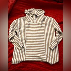 Weekend Suzanne Betro Women’s 1X Turtle Neck Striped Sweater-Polyester & Cotton